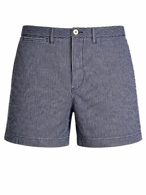 MADEWELL Striped Chino Shorts Womens 31 Blue White Railroad Stripe Cotton Beach
